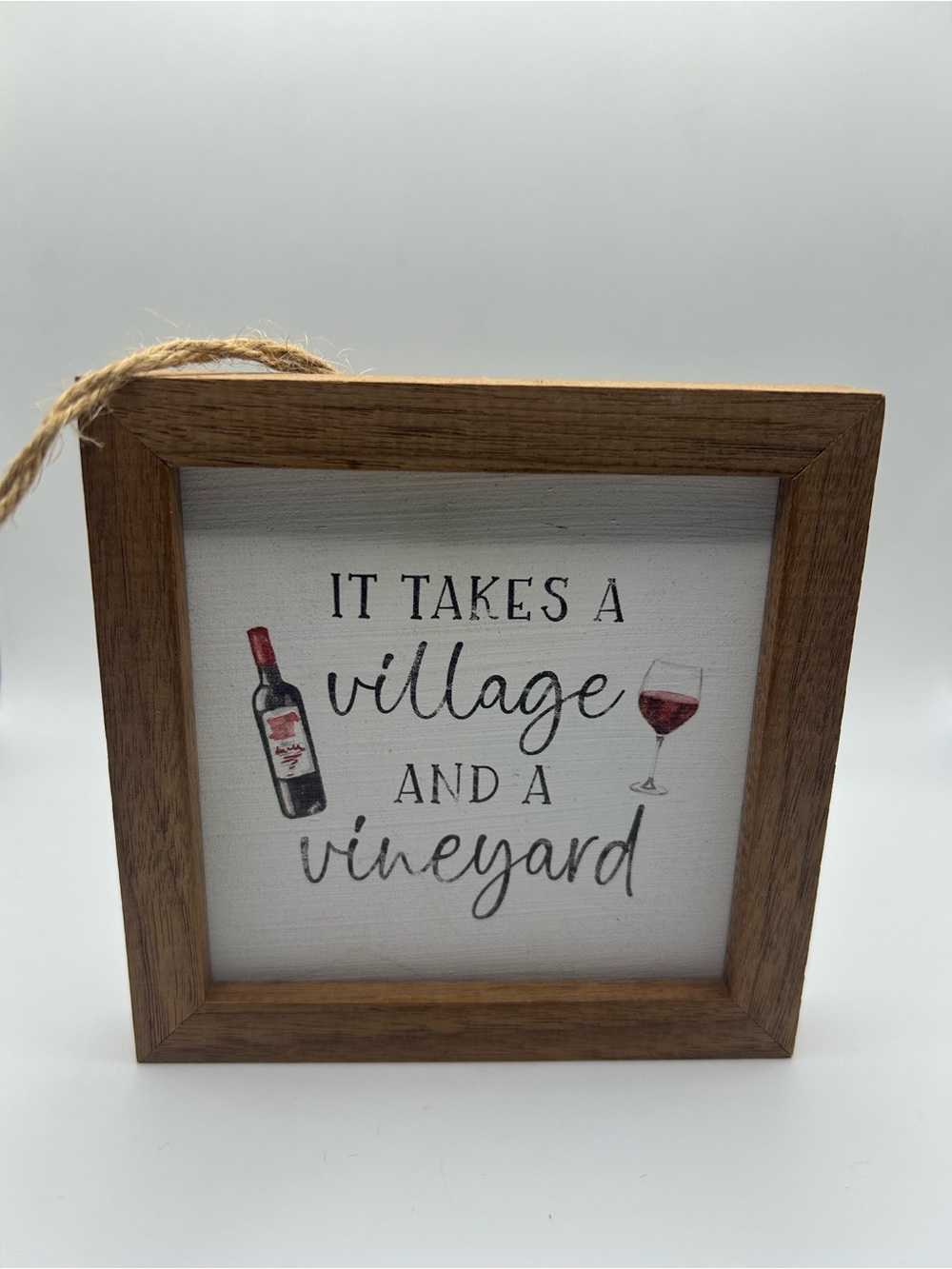 Wine-Themed Framed Sign - "It Takes a Village and a Vineyard" 🍷